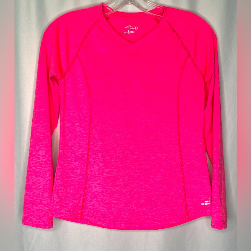 4/$25 Girls bcg Like New Pink Athletic Top Sz 12/14 Bin N